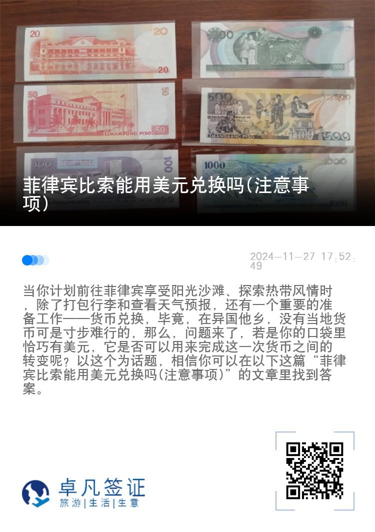 菲律宾比索能用美元兑换吗(注意事项)